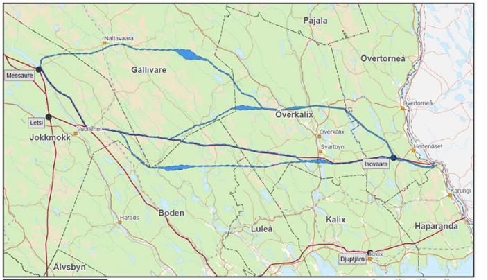 Karta över ledningsdragning